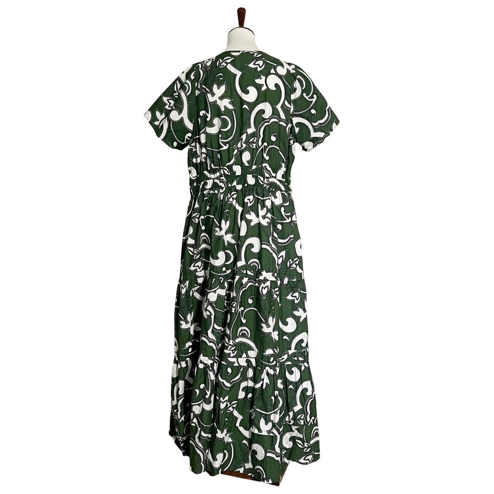Anthropologie Somerset Maxi Dress Green White Cotton 1X Plus Size - Picture 7 of 13